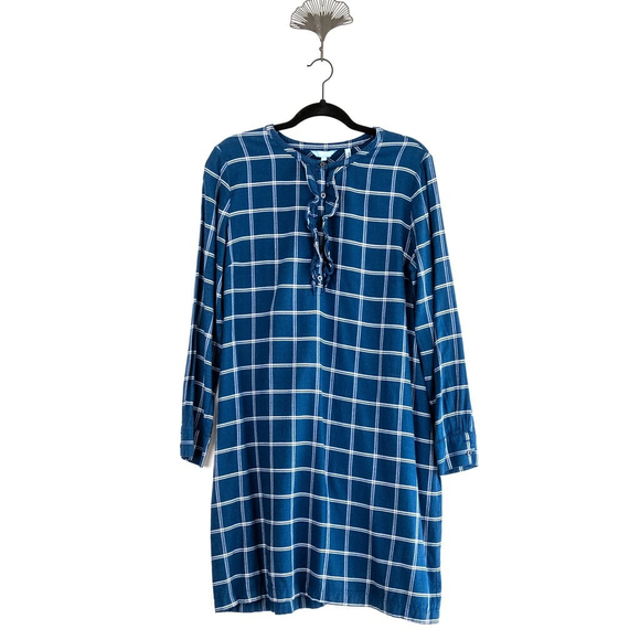 Draper James Navy Bell Sleeve Plaid Shirt Dress Women's $135 - Size 10 | M - Picture 5 of 14